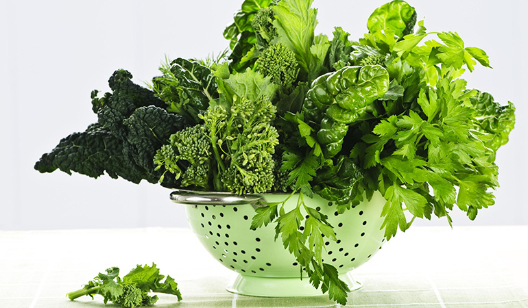 Leafy greens can help avoid constipation.