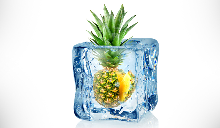 Pineapples and lemon zest ice cubes can boost collagen formation and increase blood flow to your skin