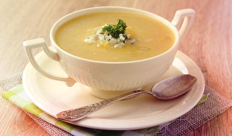Creamy soups with cheese are often loaded with a lot of calorie-bombs