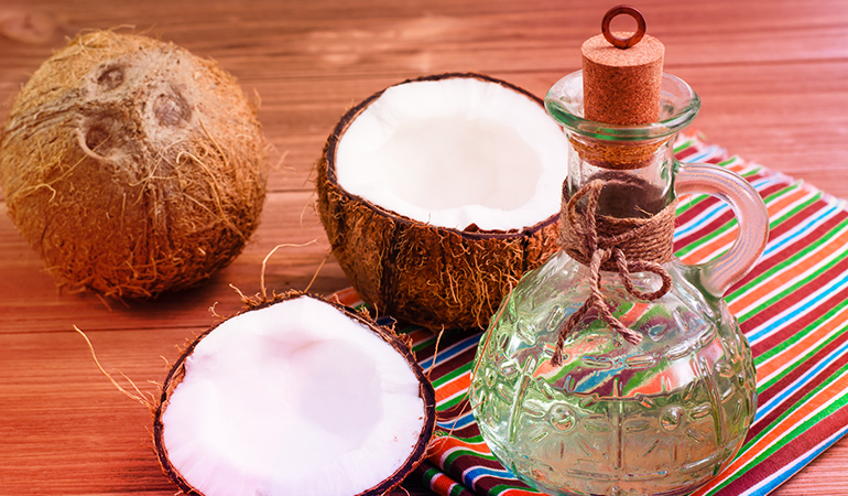(Massage the hair and hair scalp with coconut oil to get amazing results.