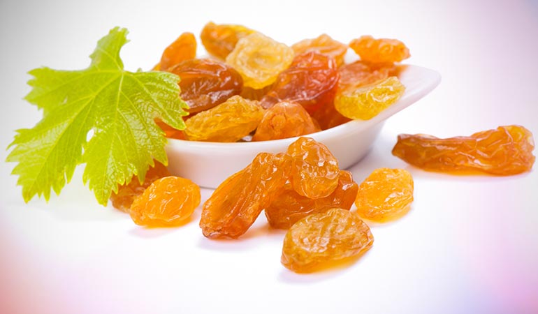 Golden raisins are nutritious and made from sultana grapes from Turkey