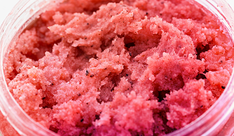 Coconut rose sea salt scrub is perfect for exfoliation and relaxation