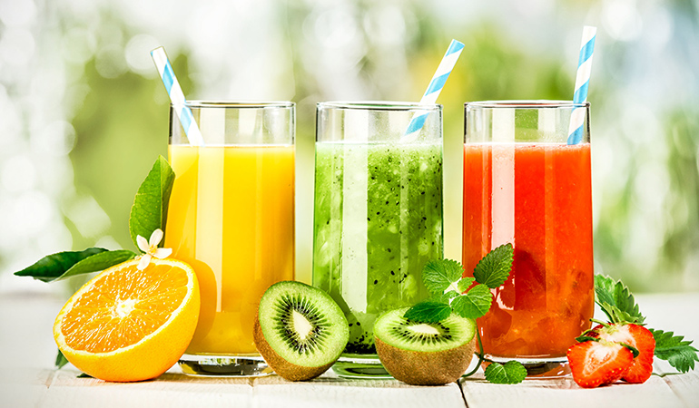 Natural juices lack in fiber and can lead to blood sugar spikes, and are, therefore, not recommended for diabetics.