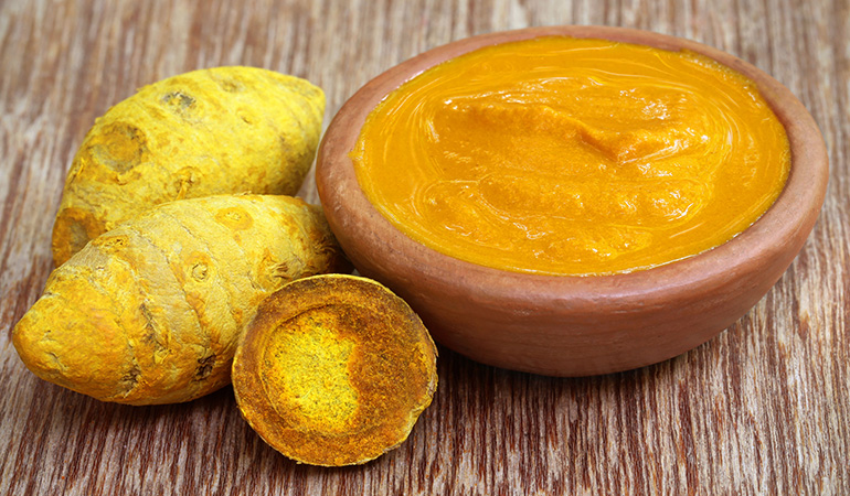 Try turmeric paste to even the skin tone on your knees and elbows