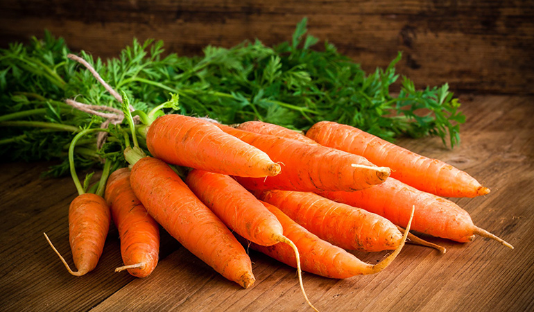 Carrots are rich in beta carotene which fights cancer.