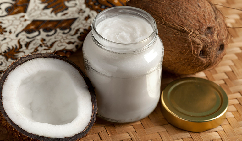 Using coconut oil regularly hydrates and moisturizes skin