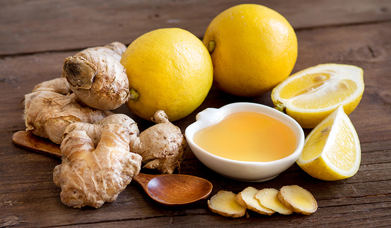 Ginger and lemon can help relieve nausea.