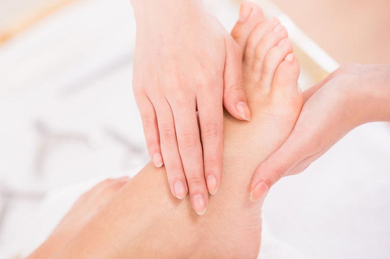 Foot massage might relieve swelling.