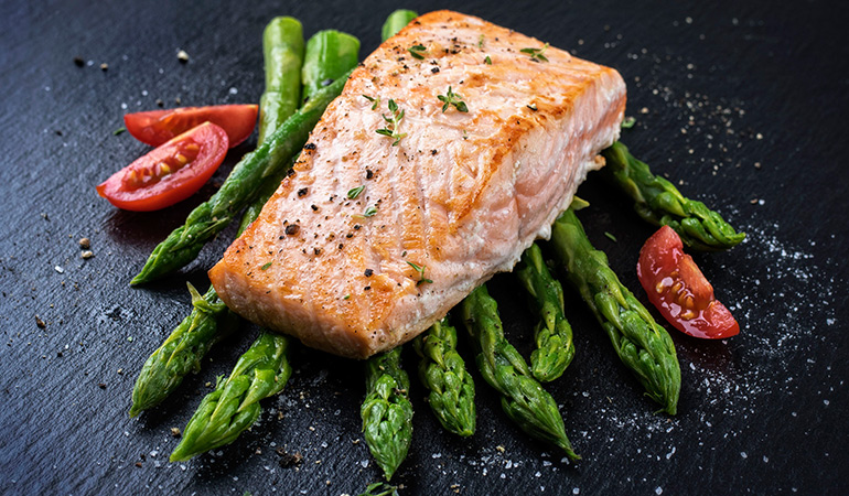 Salmon is rich in protein and omega-3 fatty acids that are ideal for hair health