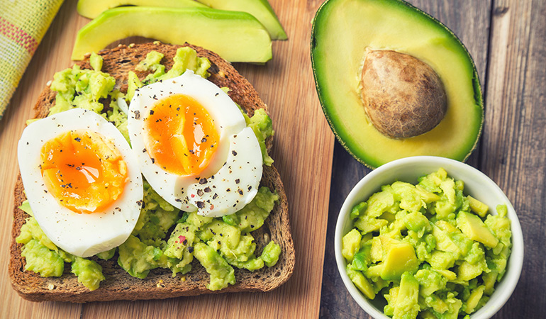 An avocado-egg toast is a healthy and nutritious breakfast