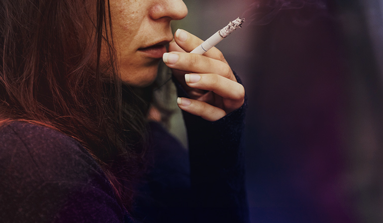 Smoking causes the amount of oxygen that goes to your face decrease and lead to acne breakouts