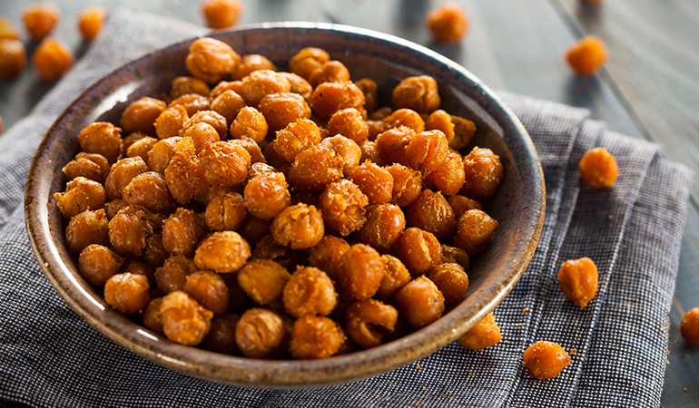 Roasted chickpeas are a light and tasty snack