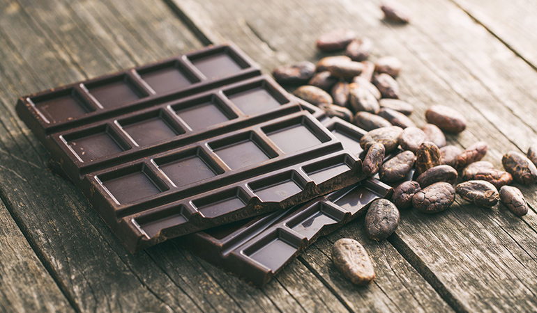 The high concentrations of cocoa in dark chocolate have cortisol-lowering properties.