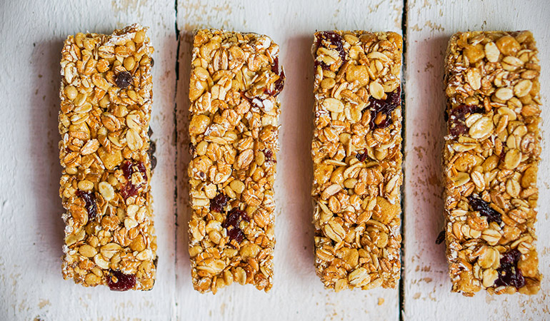 Granola bars are dipped in sugar syrup making them unhealthy foods
