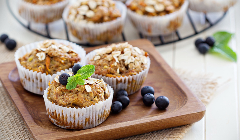 date syrup replaces sugar, making this muffin super healthy