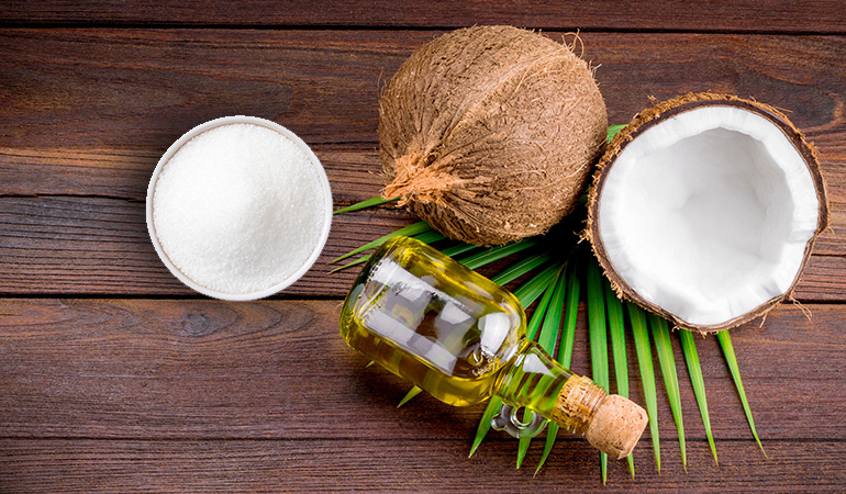 Coconut oil and sugar are the only two ingredients you will need