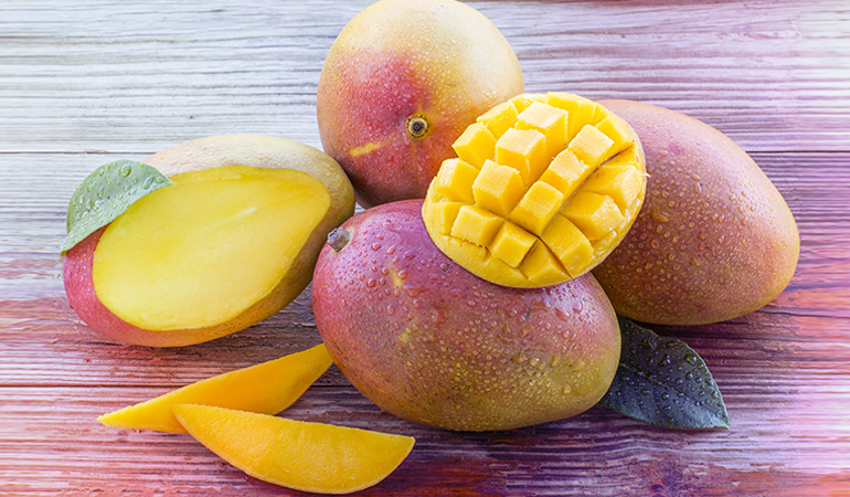Mangoes are a good source of vitamin A.