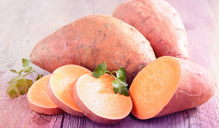 Sweet potatoes are a good source of vitamin A. 