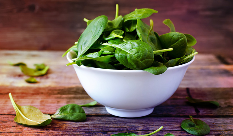 Spinach is a good source of vitamin A.