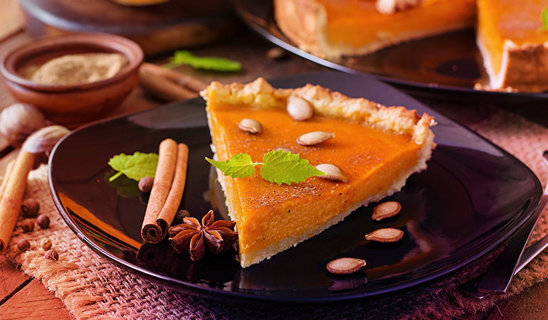 Pumpkin pie is a good source of vitamin A.