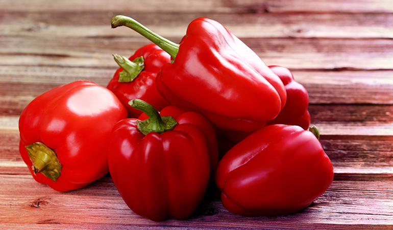 Red peppers are a good source of vitamin A. 