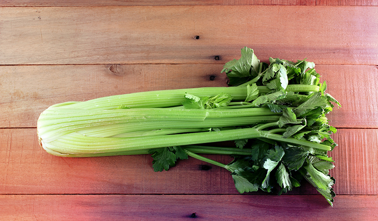 Half a cup of celery stalks contains 28.35 mcg of vitamin K.