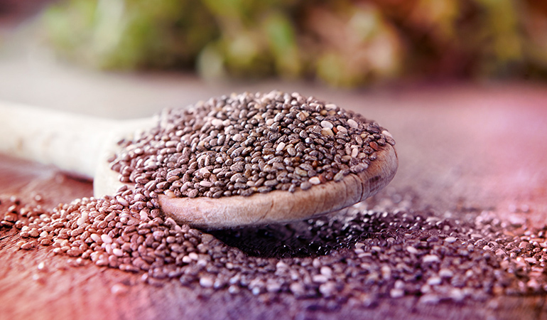 Chia seeds are a good source of omega 3 fatty acids.