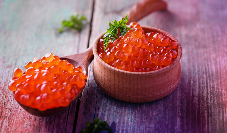 1 oz serving of caviar has 0.8 mcg of vitamin D. 