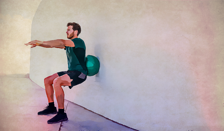 Stability ball wall squats are easy on the knees.