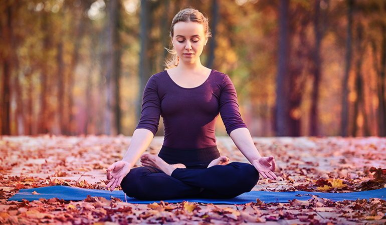 The lotus pose helps relax your mind.