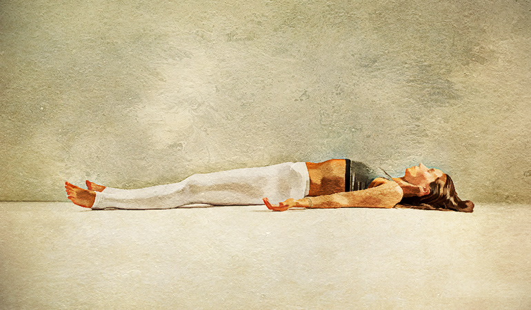 The corpse pose calms the mind and help improve concentration.